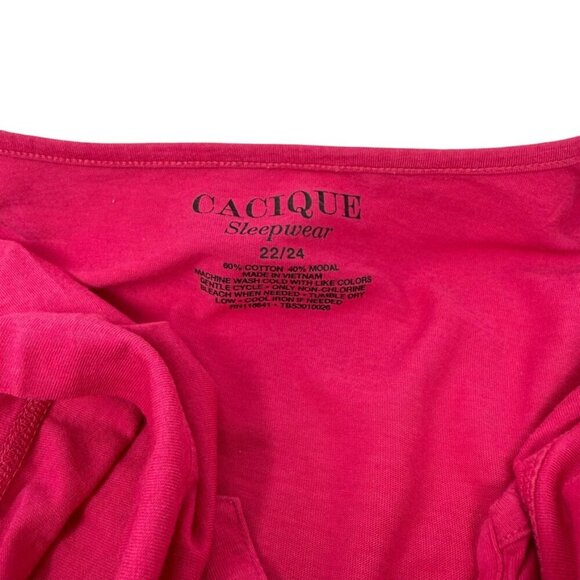 Cacique Pajama Set 3/4 Sleeve Top Matching Pants Sz 22/24 Striped Heart Pattern - Picture 9 of 14